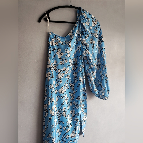 ZARA STUDIO FLORAL BLOSSOM BLUE ONE SHOULDER MAXI DRESS, SIZE M - Picture 11 of 13